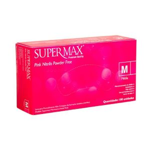 Luva Para Procedimento Nitrílica Pink Tam M Supermax