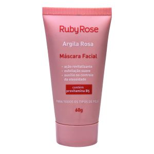 Máscara Facial De Argila Rosa Ruby Rose 60g