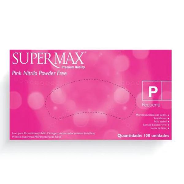 Luva Para Procedimento Nitrílica Pink Tam P Supermax