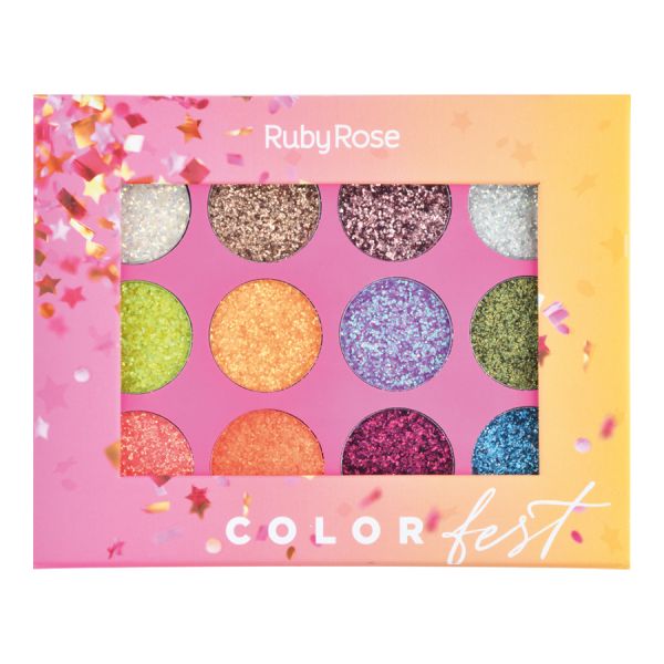Paleta de Sombras Glitter Color Fest Ruby Rose